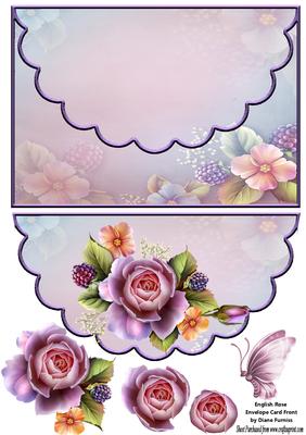 English Rose Envelope Card Front