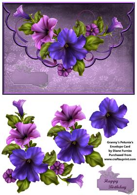 Granny's Petunias Envelope Card Front