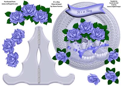 It's a Boy (lace) Plate & Stand