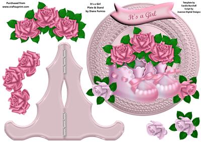 It's a Girl Plate & Stand