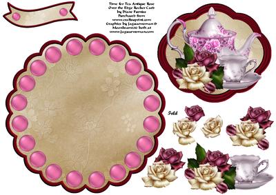 Time for Tea Antique Rose Rocker Card