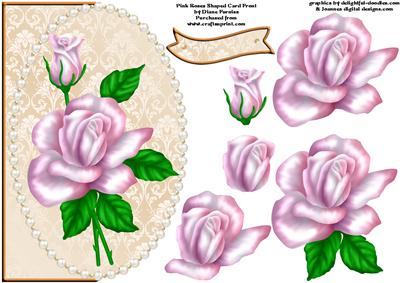 Pink Roses Shaped Card Front