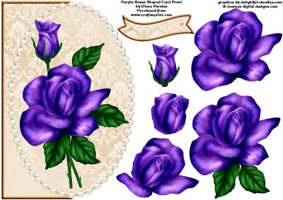 Purple Roses Shaped Card Front