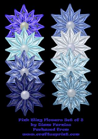 Blue Bling Flowers Combo Kit