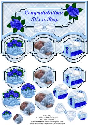It's a Boy Scalloped Edge Card Front
