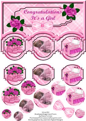 It's a Girl Scalloped Edge Card Front