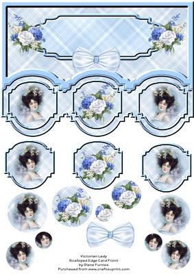 Victorian Lady Scalloped Edge Card Front