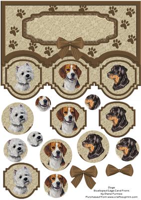 Dogs Scalloped Edge Card Front