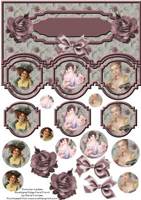 Victorian Ladies Scalloped Edge Card