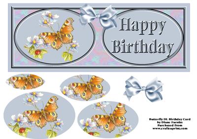 Butterfly Birthday Dl Card Front