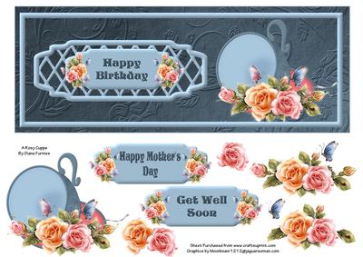 A Rosy Cuppa Dl Card Front