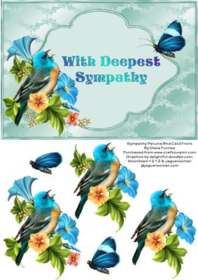 Sympathy Petunia Bird Card Front