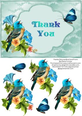 Thanks Petunia Bird Card Front