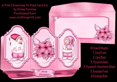 Pink Christmas Tri Fold Card Kit