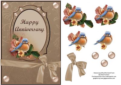 Anniversary Blue Bird Card Front