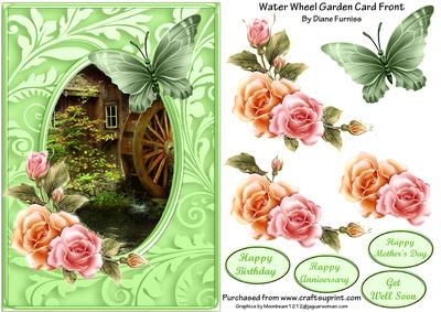 Water Wheel Garden Card Front