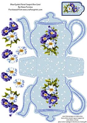 Blue Eyelet Floral Box Card
