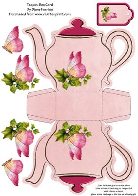 Butterfly Teapot Box Card