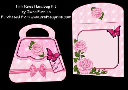 Pink Rose Handbag Card Kit