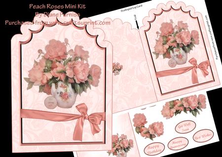 Peach Roses Scalloped Top Mini Kit