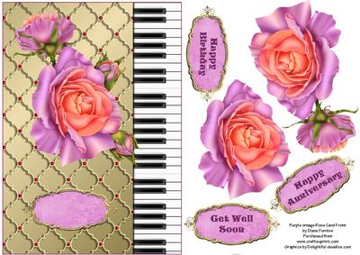 Purple Orange Rose Card Front