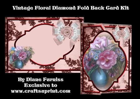 Vintage Floral Diamond Fold Back Card Kit