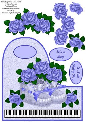 Baby Boy Piano Card Front