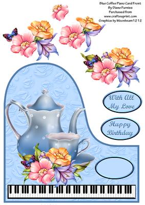Blue Coffee Piano Card Front