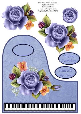 Blue Rose Piano Card Front