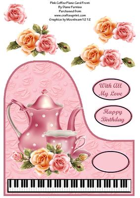 Pink Coffee Piano Card Front