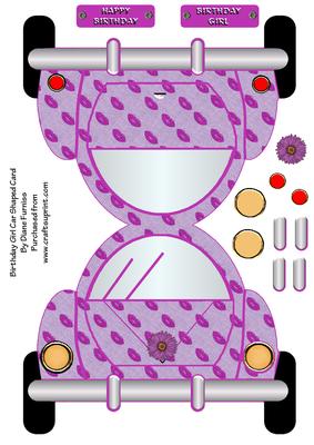 Birthday Girl Car Shaped Card