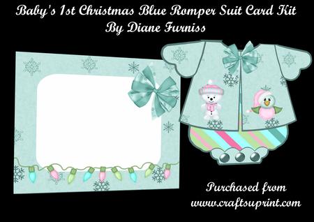 Baby's 1st Christmas Blue Romper Suit Card Kit