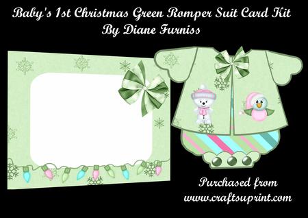 Baby's 1st Christmas Green Romper Card Kit