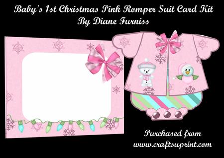 Baby's 1st Christmas Pink Romper Suit Card Kit