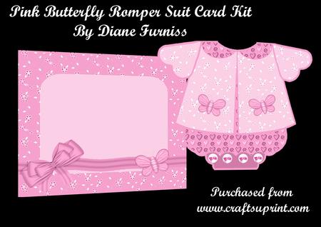 Pink Butterfly Romper Suit Card Kit