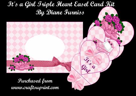 It's a Girl Triple Heart Easel Kit
