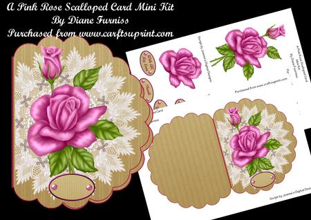 A Pink Rose Scalloped Card Mini Kit