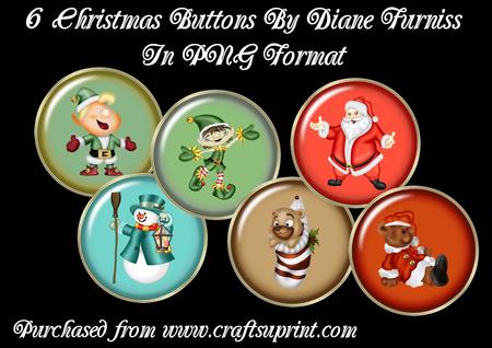 6 Christmas Buttons