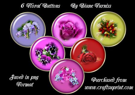 6 Floral Buttons