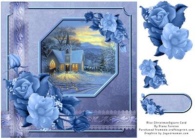 Blue Christmas Square Card