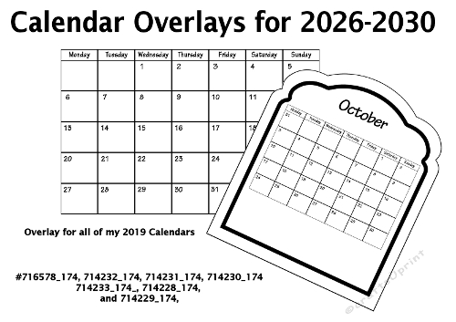 Monday to Sunday 2026-2030 Calendar Overlay