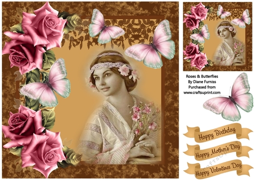 Roses and Butterflies Card Front