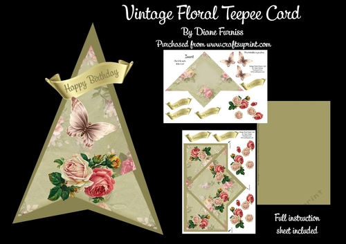 Vintage Floral Teepee Card Mini Kit