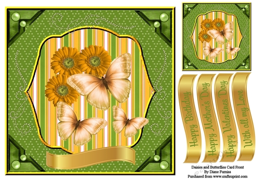 Dasies and Butterflies Card Front