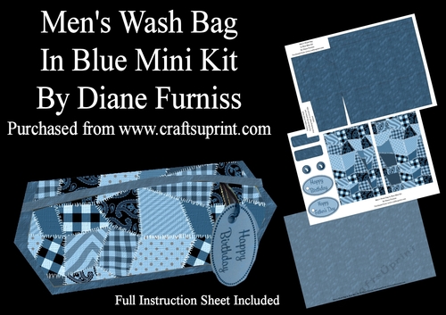 Mens Wash Bag in Blue Mini Kit
