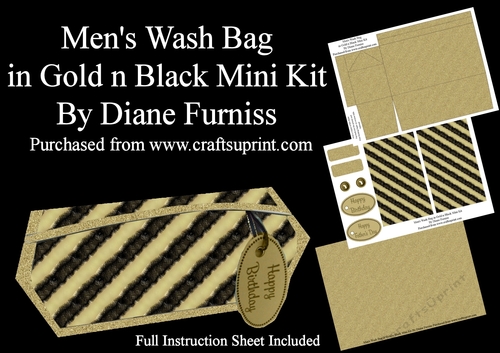 Mens Wash Bag in Gold n Black Mini Kit