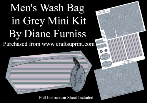 Mens Wash Bag in Grey Mini Kit