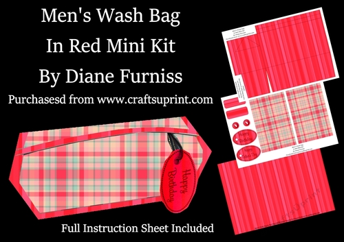 Mens Wash Bag in Red Mini Kit