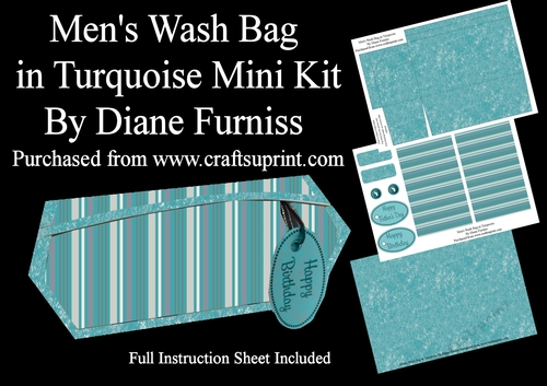 Mens Wash Bag in Turquoise Mini Kit