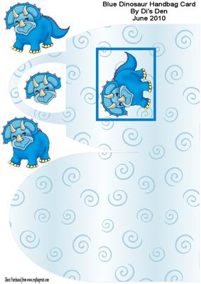 Blue Dinosaur Handbag Card